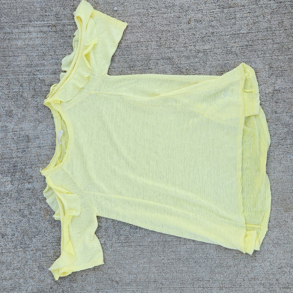 Yellow Miss Love Pastel Off The Shoulder Ruffle Knit Top Small Boutique Slit
